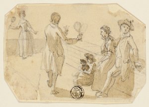 Raketle ve Battledore Oynayan Çift by Paul Sandby