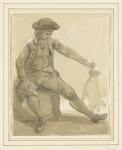 Bir köpekle oynayan çocuk by Paul Sandby