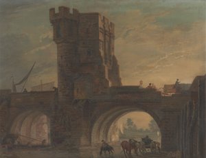 Shrewsbury'deki Eski Köprü by Paul Sandby