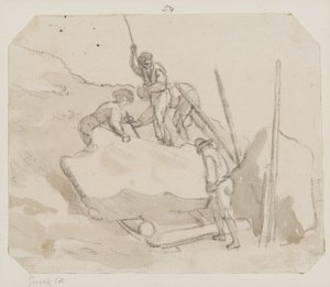 Taş ocağı işçileri (kalem, fırça ve kağıt üzerinde gri yıkama) by Paul Sandby