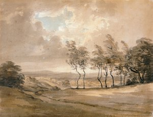 Hampstead Heath'in görünümü (kağıt üzerine suluboya) by Paul Sandby