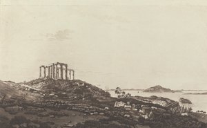 Levant Manzaraları: Adalara Bakan Suninum'daki Tepedeki Yıkık Tapınak by Paul Sandby