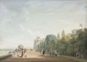 Windsor Kalesi: Zarif Figürlerle Doğuya Bakan Kuzey Terası, 1803 by Paul Sandby