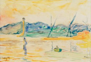 Gün batımında Saint-Tropez limanına giriş by Paul Signac