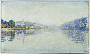 Nehir Kenarı, Seine ve Herblay Tablosu, Paul Signac (1863-1935) 1889 Güneş. 0,33x0,55 m Paris, Orsay Müzesi by Paul Signac