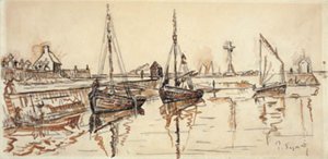 Barfleur limanında yelkenli gemiler by Paul Signac