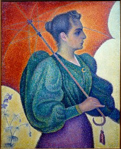 Kadının şemsiyesi var. Paul Signac