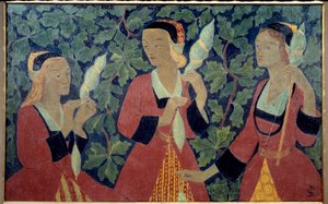 Paul Serusier (1863-1927) tarafından yapılan Üç İplikçi Tablosu 1918 Brest Güzel Sanatlar Müzesi by Paul Sérusier