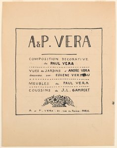 Çizim, Başlık sayfası, A & P Vera, Dekoratif kompozisyon, Paul Vera / Eugène Verdeau tarafından çizilen André Vera