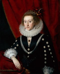 Lucy Harington olduğu düşünülen bir Hanımefendinin Portresi (tuval üzerine yağlı boya) by Paul van (circle of) Somer