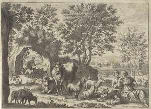 Bir sürü ile çoban ve çoban kız by Paul van Somer (II)