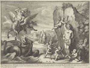 Perseus ve Andromeda Manzaralardaki mitolojik temsiller (dizi başlığı) by Paul van Somer (II)