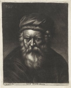 Portret van Thomas Parr Eski Parr: aeta 152 (nesne üzerindeki başlık) by Paul van Somer (II)