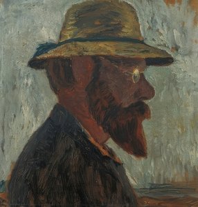 Sağdaki profilde hasır şapkalı Otto Modersohn. 1905 civarında by Paula Modersohn Becker