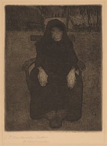 Oturan Yaşlı Kadın by Paula Modersohn Becker