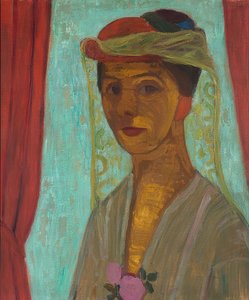 Şapkalı ve peçeli otoportre. 1906-07 by Paula Modersohn Becker