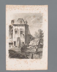 Su üzerinde bir evin görünümü Manzara ilkeleri (dizi başlığı) Principles de paysages (dizi başlığı) by Paulus Lauters