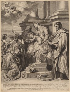 Aziz Rosalia, Çocuk İsa Tarafından Taçlandırıldı by Paulus Pontius, after Sir Anthony van Dyck