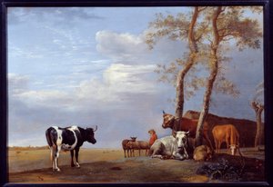 Köylü ve hayvanlarla manzara. Paul Potter (1625-1654) Ec. Bekle. by Paulus Potter