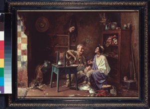 Maske Atölyesi - Pavel Alexandrovich Svedomsky (1849-1904), tuvalet mobilyası tablosu
