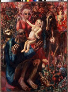 ""Kutsal Aile"" Tablosu Pavel Nikolayevich Filonov (1883-1941) 1914 Devlet Rus Müzesi, Saint Petersburg, Rusya