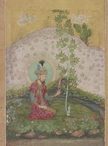 Geç Shah Jahan Albümünden Manzarada Oturan Hümayun