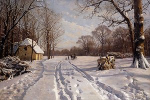 Bir Kış Manzarasında Kızakla Yolculuk by Peder Monsted