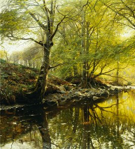 Ormanlık Bir Nehir Manzarası by Peder Monsted