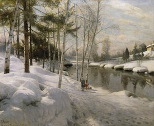 Hunnselva tarafından Nisan günü, Raufoss (tuval üzerine yağlı boya) by Peder Monsted
