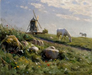 Yaz çayırında otlayan atlar by Peder Monsted