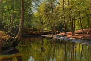 P.Mönsted, orman deresinde yaz günü by Peder Monsted