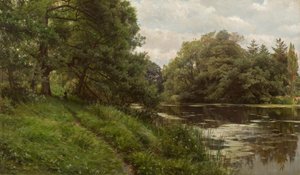 P.Mönsted, yaz günü su kenarında by Peder Monsted