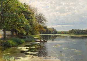 P.Mönsted, su kenarında güneşli bir bahar günü by Peder Monsted