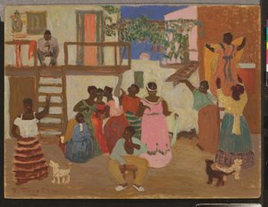 Candombe (Dekorasyon) Hazırlama, c. 1935 (gemideki yağ) by Pedro Figari