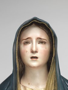Acıların Bakiresi Mater Dolorosa (çok renkli ahşap, cam ve hayvan kılı)