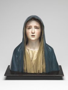 Acıların Bakiresi Mater Dolorosa (çok renkli ahşap, cam ve hayvan kılı)