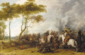 Bir süvari çatışması by Peeter Snayers
