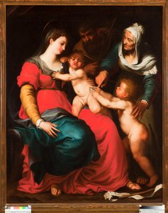 Kelebek ve Aziz Elisabeth ve Vaftizci Yahya ile kutsal aile Pellegro Piola tarafından (1617-1640) by Pellegrino Piola