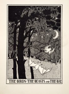 Ezop'un Yüz Masallarından Kuşlar, Canavarlar ve Yarasa, pub.1903 (gravür) by Percy J. Billingshurst