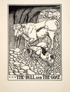 Ezop'un Yüz Masallarından Boğa ve Keçi, pub.1903 (gravür) by Percy J. Billingshurst