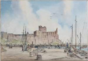 Peel Castle, Man Adası (kağıt üzerine kalem ve sulu boya)