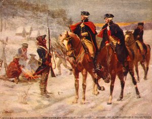 Washington ve Lafayette Valley Forge'da / Dunsmore'un Tablosu. C. 1907. by Percy Moran