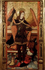 Başmelek Mikail, 16. yüzyılın başlarında Ölülerin Ruhlarını tartıyor. by Pere Espalargues the younger