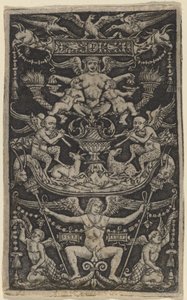 İki Çocuğu Besleyen Bir Satyress ile Süsleme Paneli by Peregrino da Cesena