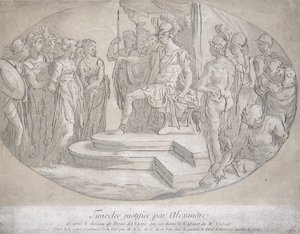 Alexandre et Timoclee, Nicolas Lesueur (1691-1764) (litho) tarafından oyulmuş by Perino del Vaga