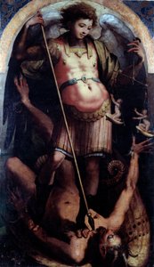 St Michael, Orta panel (ahşap üzerine yağlı boya, c.1535) by Perino del Vaga