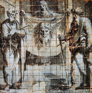 SS ile Aziz Veronica. Peter ve Paul (kalem ve mürekkep ve kağıt üzerinde yıkayın) by Perino del Vaga