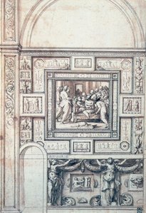 Bir tonozun Duvar Süsleme Projesi, 16. yüzyıl. by Perino del Vaga