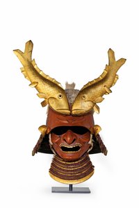 Bir kawari kabuto (egzotik kask) (domuz kılı ve cilalı demir)