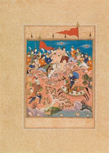 Savaş Sahnesi (parşömen üzerine wc ve guaj) by Persian School